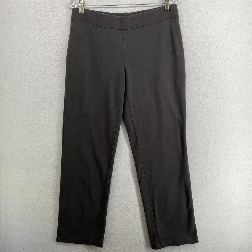 EILEEN FISHER Pants S Heavy Brushed Jersey Cotton Full Length Straight Brown